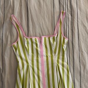 Maeve Striped Green and Pink Dress